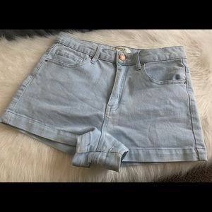 Light wash high waisted denim shorts